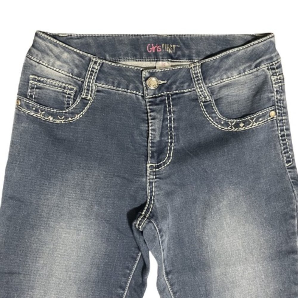 Girls First Jewel Accented Medium Wash Blue Jeans (Size 14)